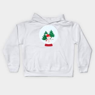 Snow Globe With Snow Man and Trees Kids Hoodie